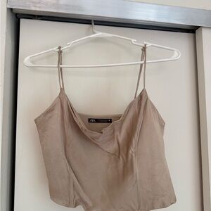 Zara Women's Beige Cowl Neck Camisole